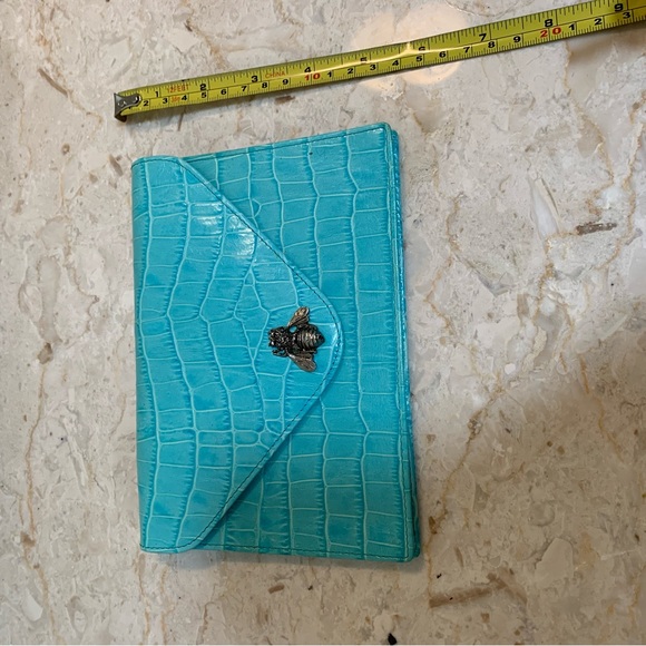 Karen callan designs small clutch or photo book. Teal leather magnetic closure - Picture 6 of 8